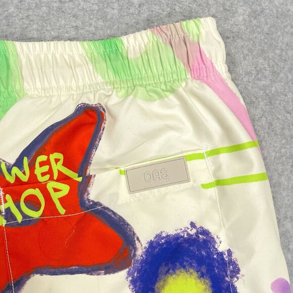 NEW OAS Flower Shop Swim Shorts Mens Size Large Floral Trunks Pockets Sweden - Picture 15 of 15